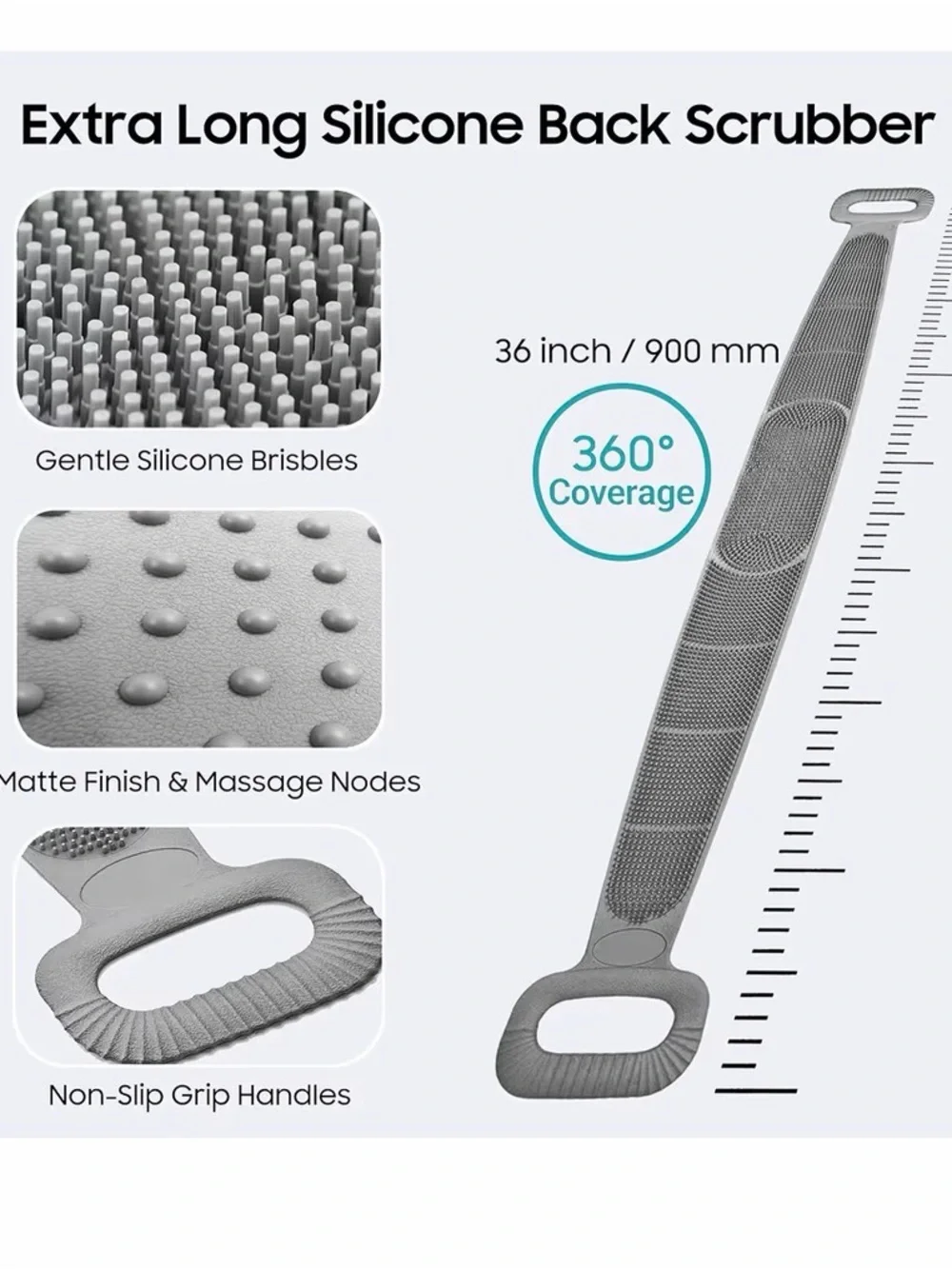🆕 2 Pack Silicone Back Scrubber, Dual Sided Body Scrubber Shower Bath Men/Women